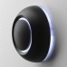 Botón timbre iluminado, frontal negro, redondo, LED blanco, sobrepuesto